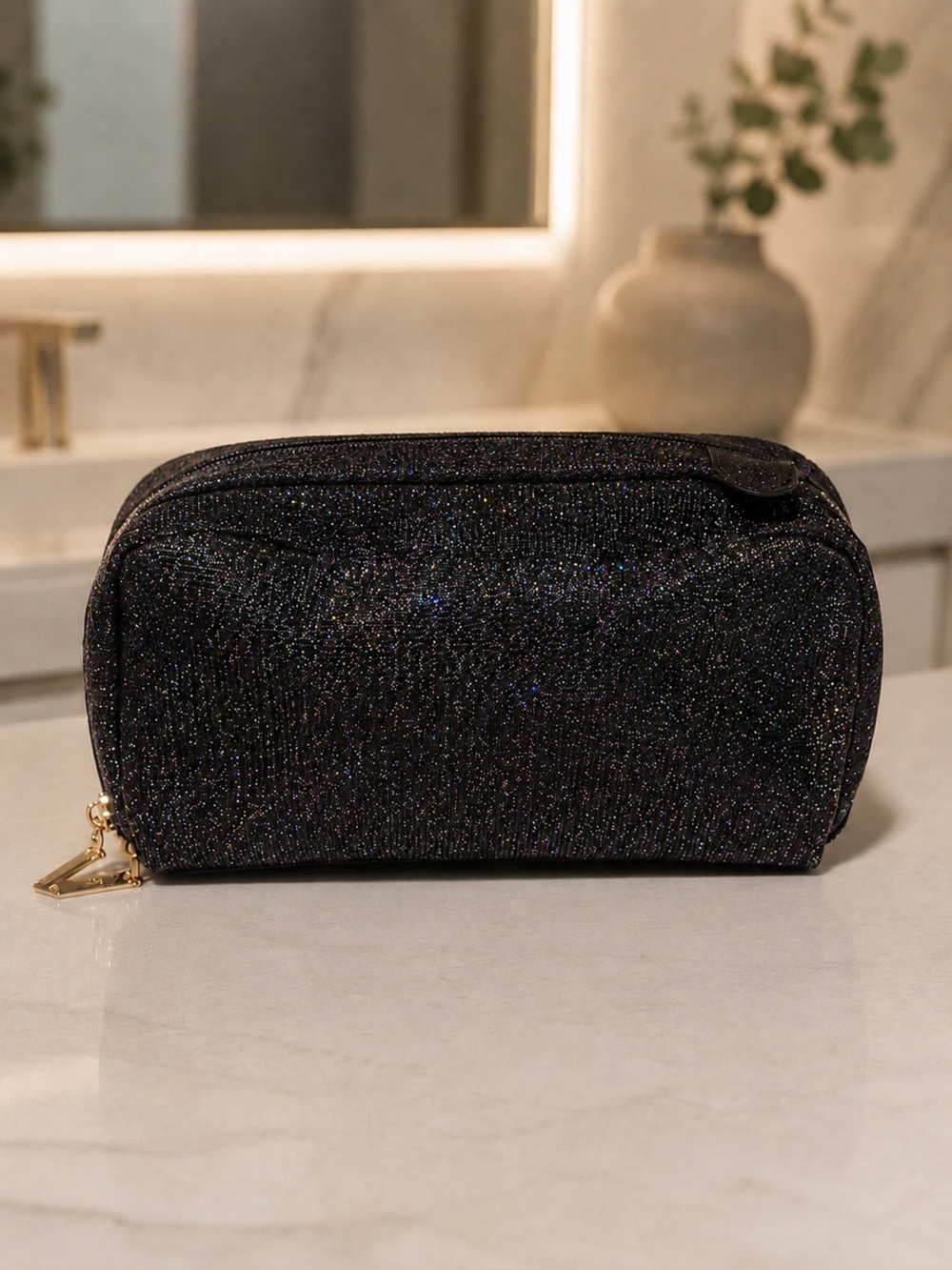 Sparkle Compact Black Cosmetic Bag,NWOT